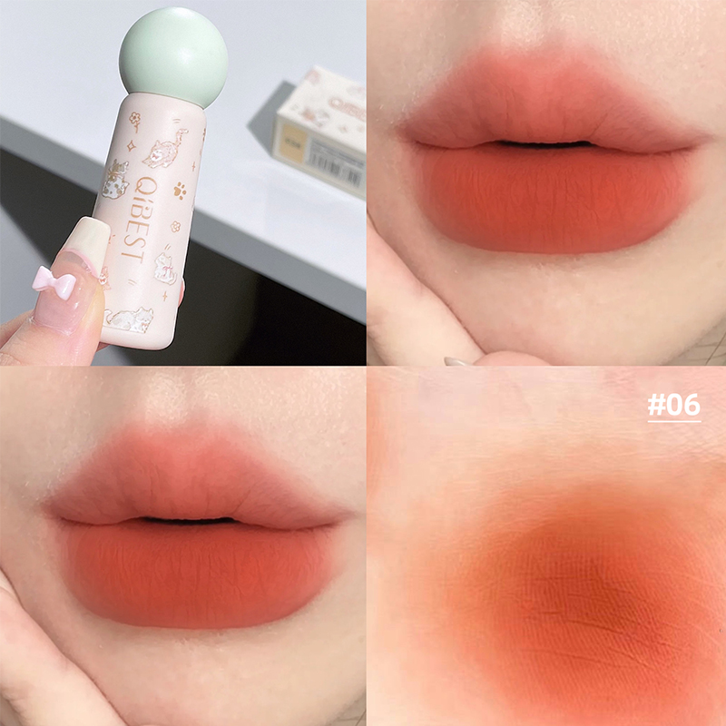 Lip Tint Korean - QIBEST Nude Matte Lip Mud Waterproof