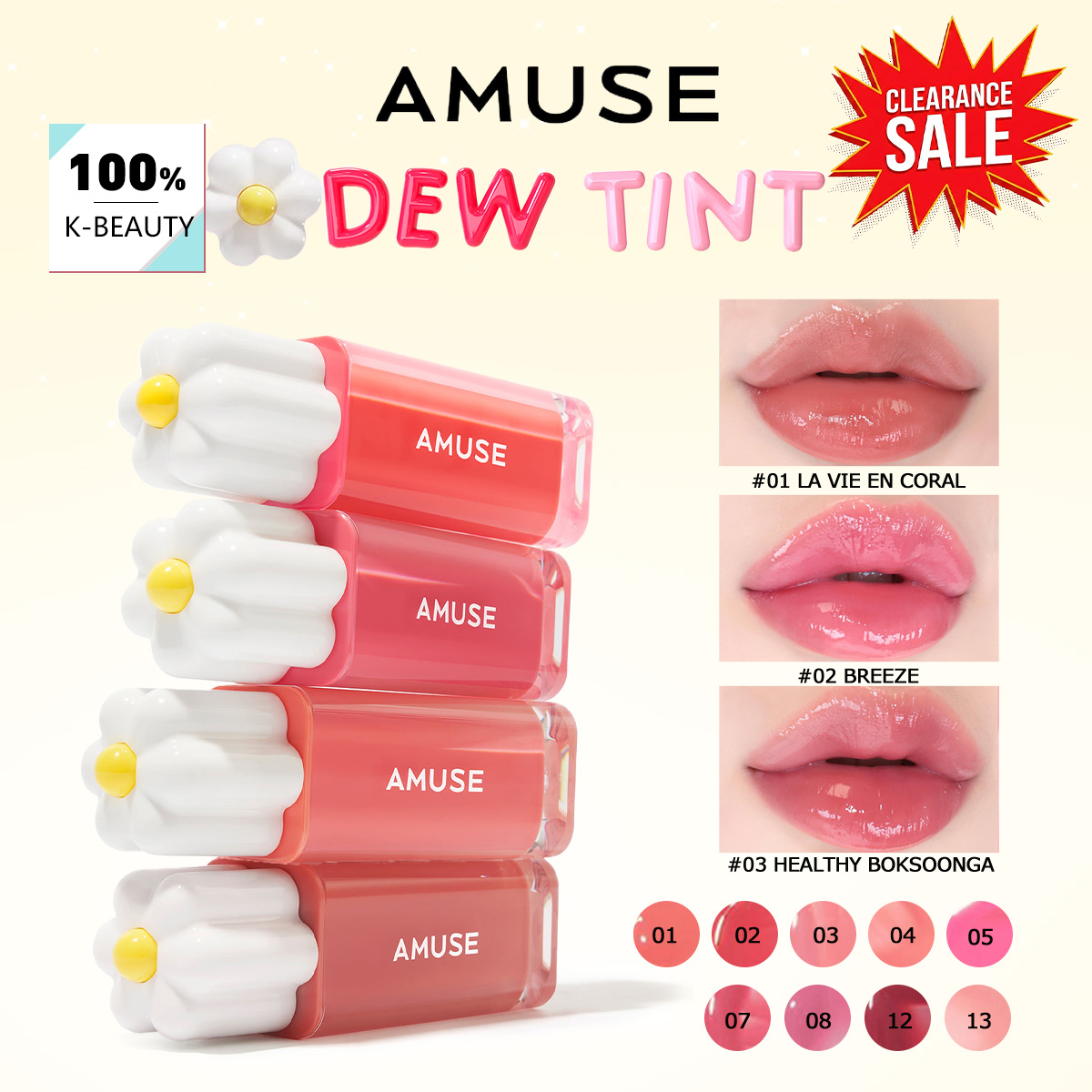 Lip Tint Korean - [ClearanceSale] AMUSE DEW TINT,Dewy/Watery Texture,Lightweight &