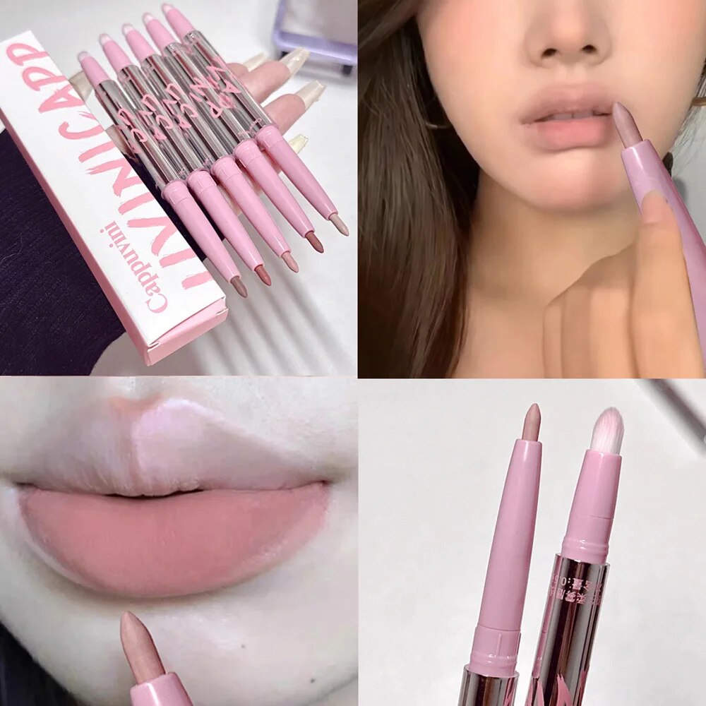 Lip Tint Korean - Nude Lip Liner with Lip Brush