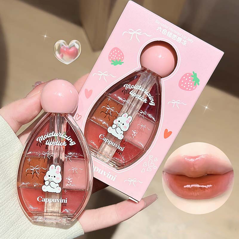 6 Color Mirror Lip Gloss Palet - Lip Tint Korean recension och pris