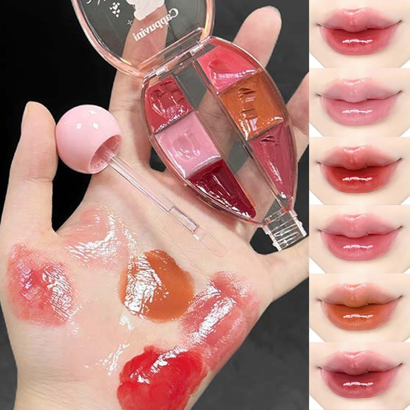 6 Color Mirror Lip Gloss Palet - Lip Tint Korean recension och pris