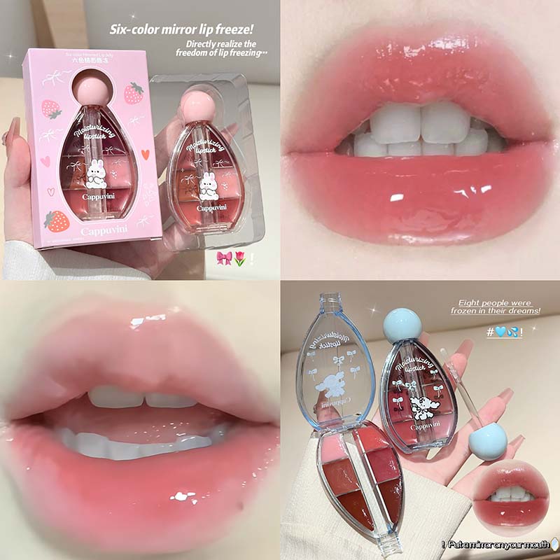 6 Color Mirror Lip Gloss Palet - Lip Tint Korean recension och pris