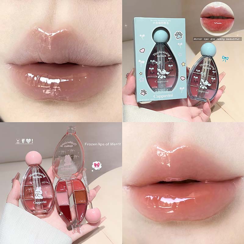 6 Color Mirror Lip Gloss Palet - Lip Tint Korean recension och pris